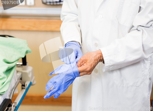 Image of Doctor Wearing Protective Gloves In Hospital