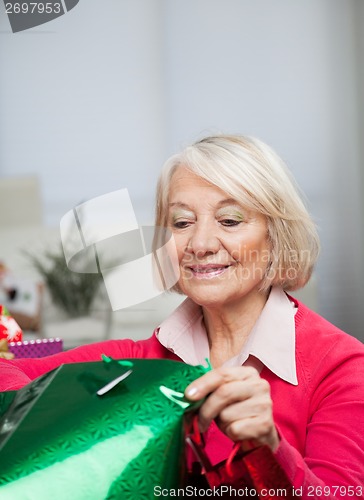 Image of Senior Woman Looking In Bag