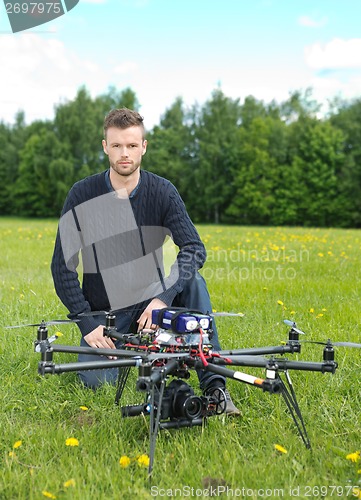 Image of Technician With UAV Drone in Park
