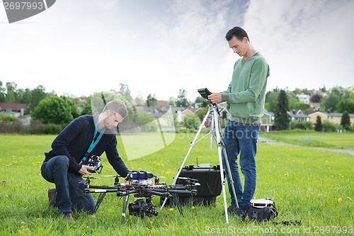 Image of Technicians Working On UAV Spy Drone