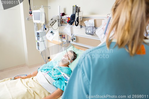 Image of Critical Patient Sleeping In Hospital