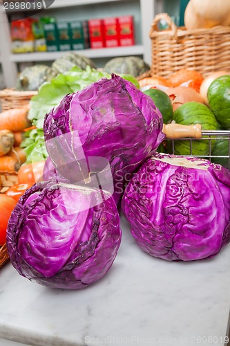 Image of Purple Cabbage Vegetables On Table