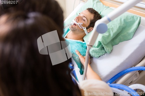 Image of Man With Endotracheal Tube Recovering