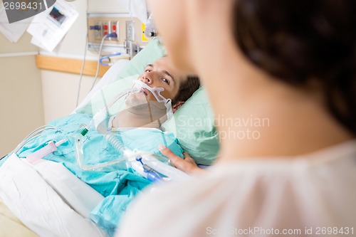 Image of Man With Endotracheal Tube In Hospital