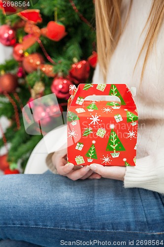 Image of Woman With Christmas Gift