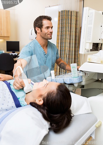 Image of Patient Undergoing Thyroid Gland Test