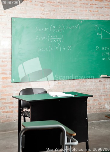 Image of Classroom With Greenboard And Furniture