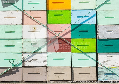 Image of Honeycomb Crates Tied On Truck