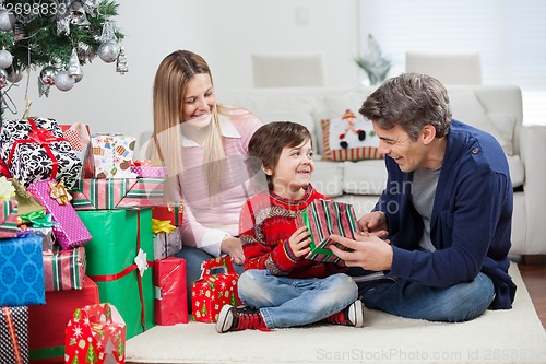 Image of Happy Family With Christmas Gifts