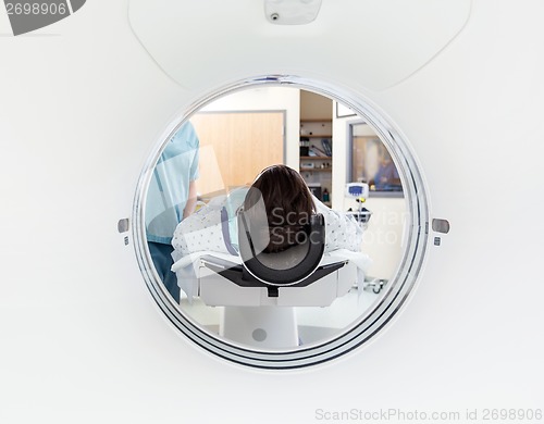 Image of Patient Undergoing CT Scan Test