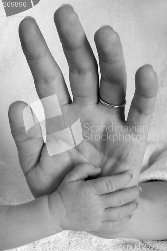 Image of baby and mother's hand