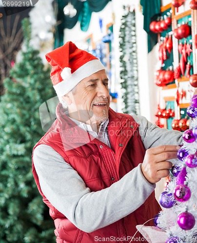 Image of Owner Decorating Christmas Tree At Store