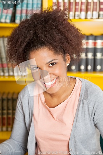 Image of Beautiful Student Smiling In University Library