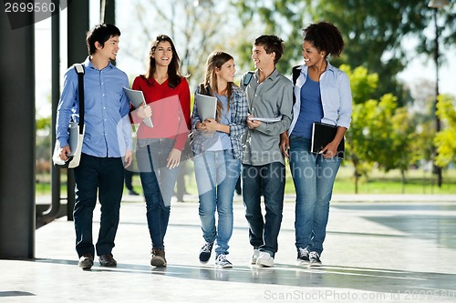 Image of College Students Walking Together On Campus