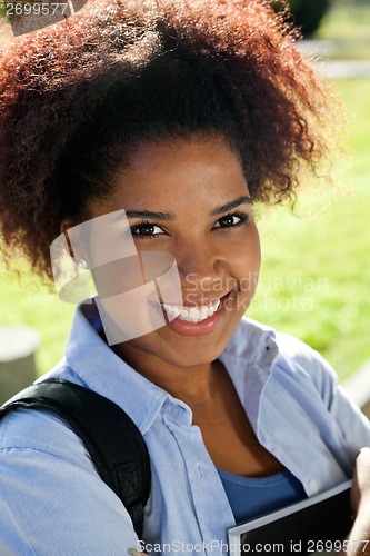 Image of Beautiful Student Smiling On College Campus