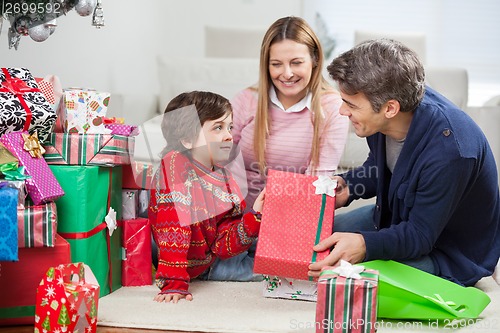 Image of Family With Christmas Presents