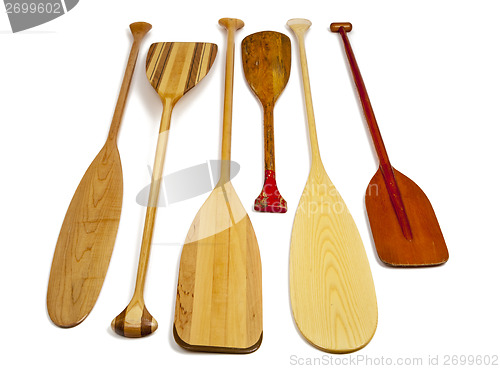 Image of wooden canoe paddles