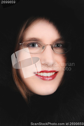 Image of Pretty face in hood.