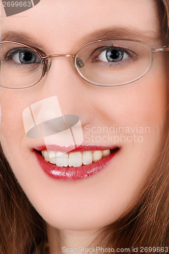 Image of Closeup of woman's face.