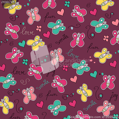 Image of seamless background with butterflies