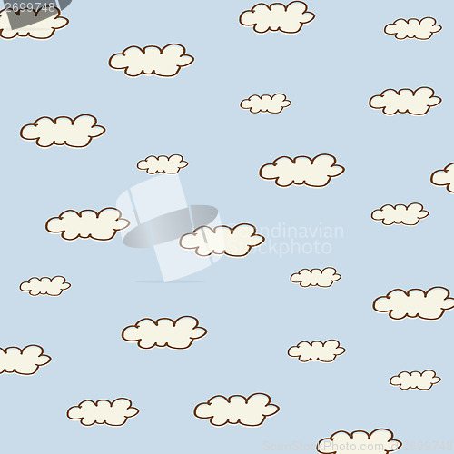 Image of seamless background with cartoon clouds