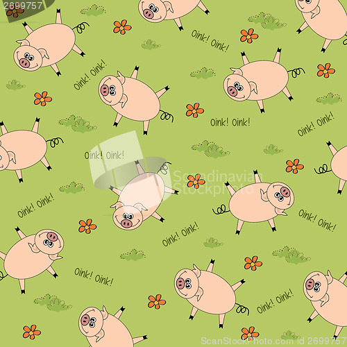 Image of seamless background with funny pigs