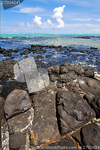 Image of foam  indian ocean some stone   the island  