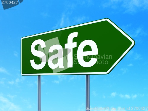 Image of Privacy concept: Safe on road sign background