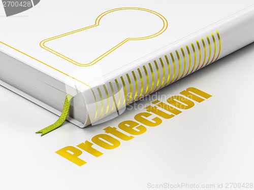 Image of Safety concept: book Keyhole, Protection on white background