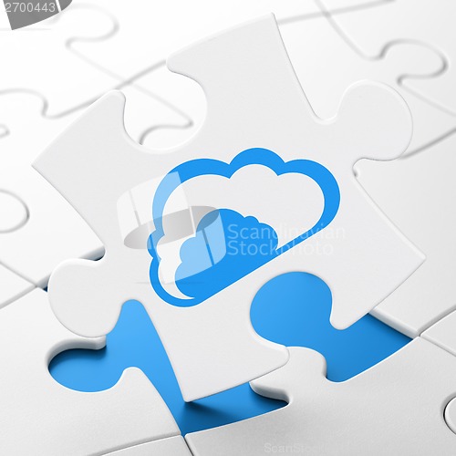 Image of Cloud technology concept: Cloud on puzzle background