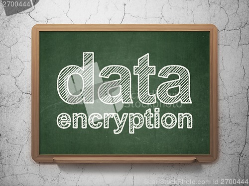Image of Safety concept: Data Encryption on chalkboard background