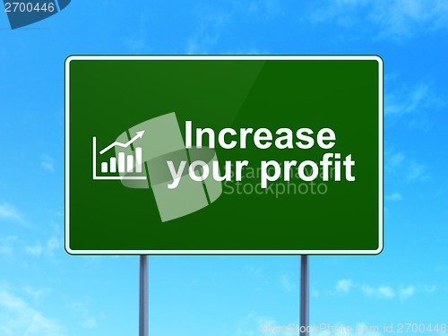 Image of Business concept: Increase Your profit and Growth Graph on road sign background