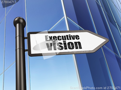 Image of Finance concept: sign Executive Vision on Building background