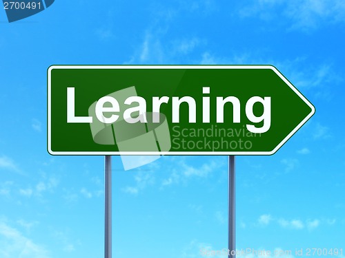 Image of Education concept: Learning on road sign background