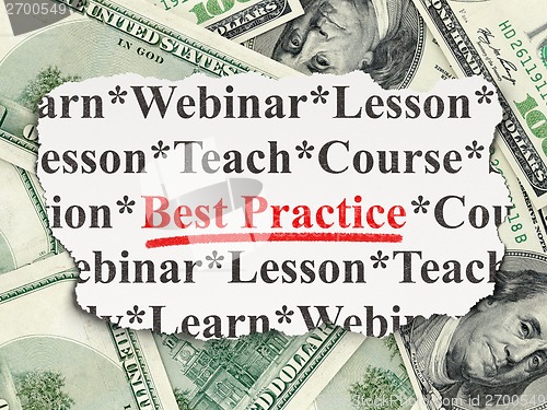 Image of Education concept: Best Practice on Money background