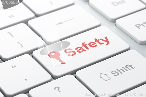 Image of Protection concept: Key and Safety on computer keyboard background