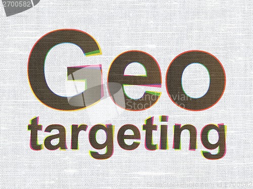 Image of Finance concept: Geo Targeting on fabric texture background