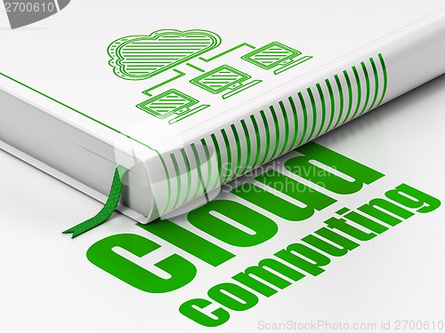 Image of Cloud computing concept: book Cloud Network, Cloud Computing on white background