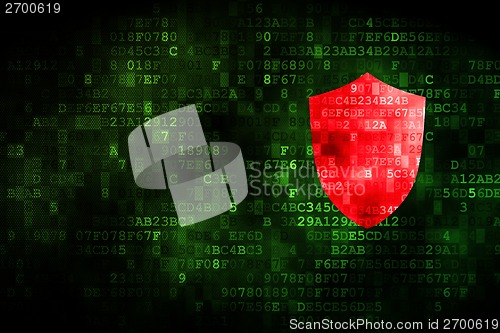 Image of Security concept: Shield on digital background