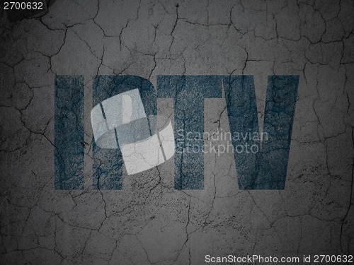 Image of Web design concept: IPTV on grunge wall background