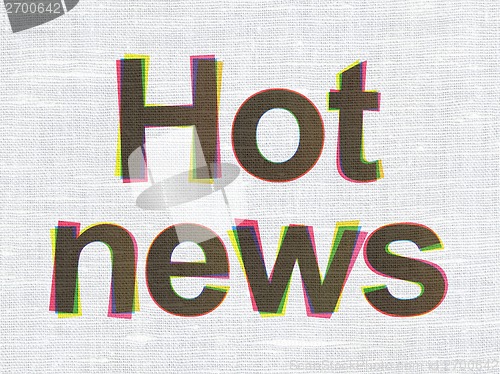 Image of News concept: Hot News on fabric texture background
