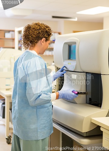 Image of Female Lab Tech with Hematology Test Specimens