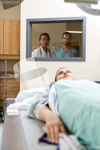 Image of Medical Team Monitoring Patient Getting Xray