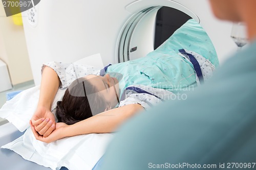 Image of Patient Undergoing CT Scan