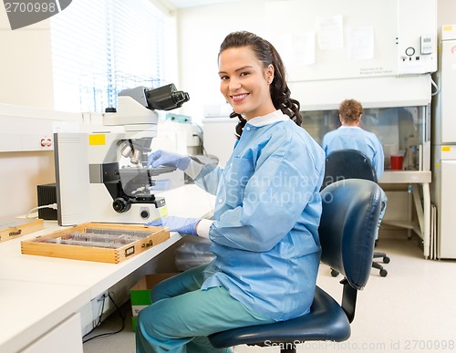 Image of Female Researcher Working In Laboratory