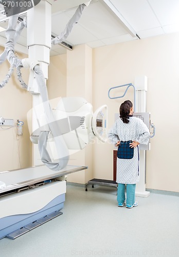 Image of Female Patient Getting Chest Xray