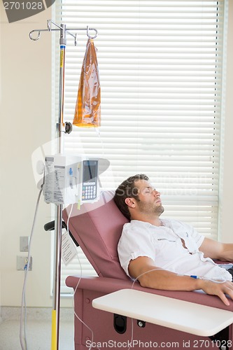 Image of Patient Sleeping While Receiving Chemotherapy