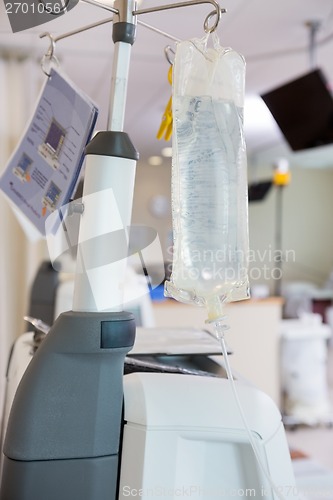 Image of Fluid Bag Hanging On Dialysis Machine