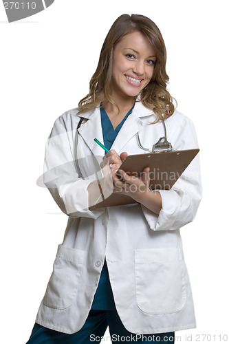 Image of Young doctor charting