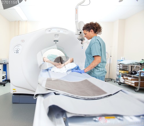 Image of Patient Undergoing CT Scan Test